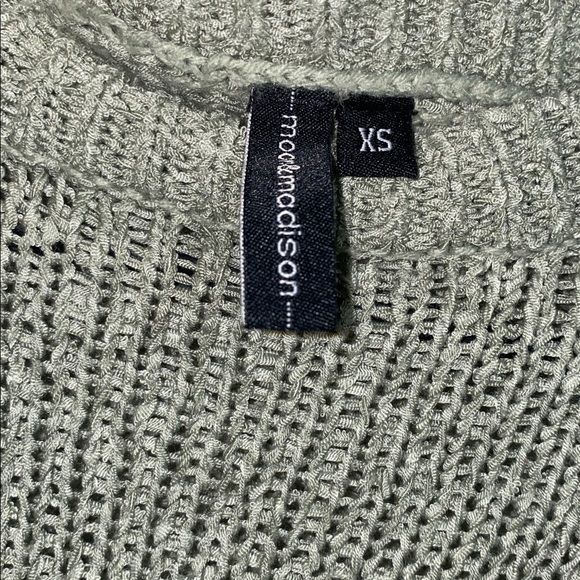 moon & madison Sage Green Crewneck Cropped Mesh Sweater - Picture 11 of 12